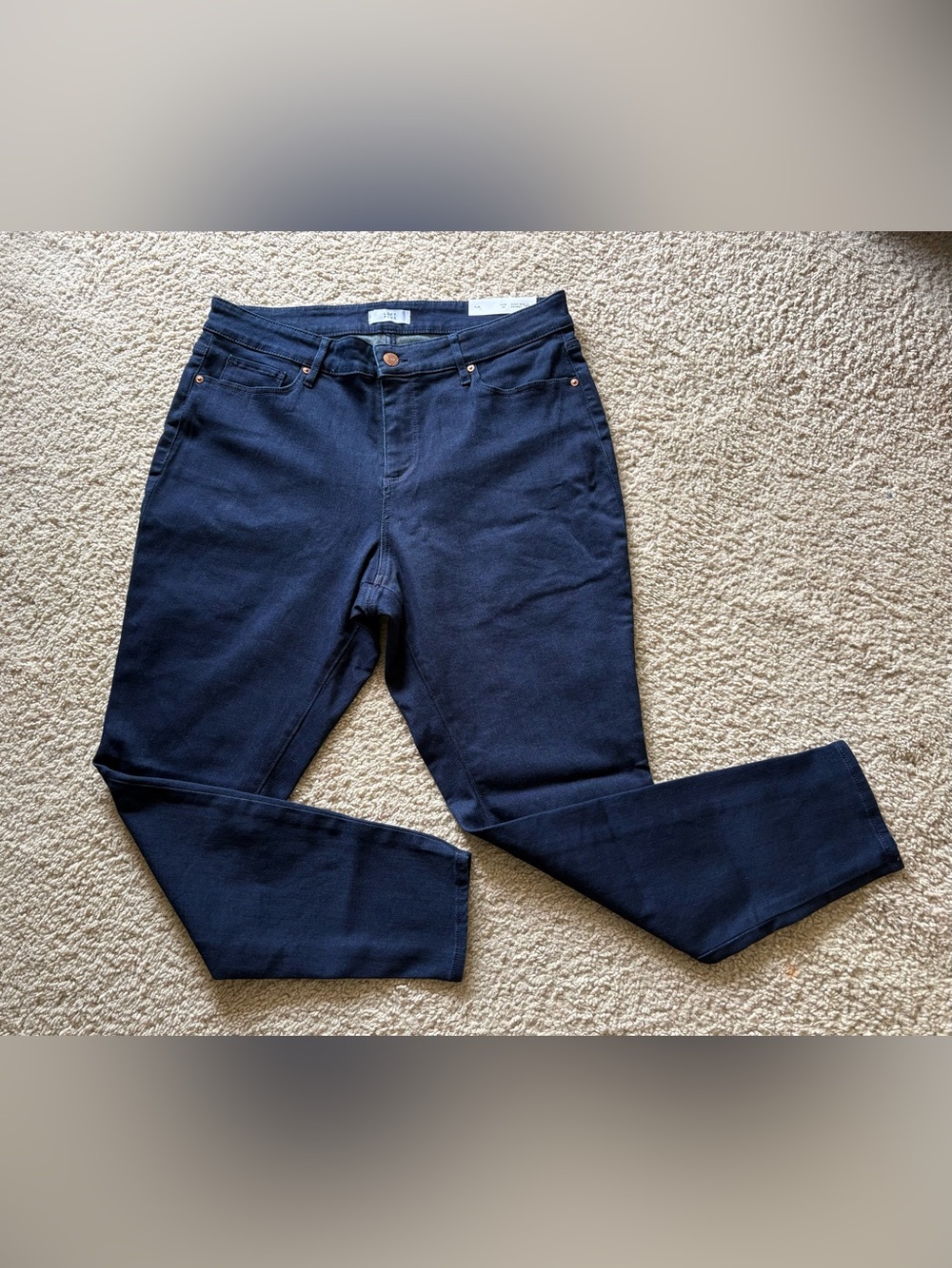 LOFT Plus Denim High Waist Skinny Jeans Deep Blue/ Pure Dark Indigo NWT 16